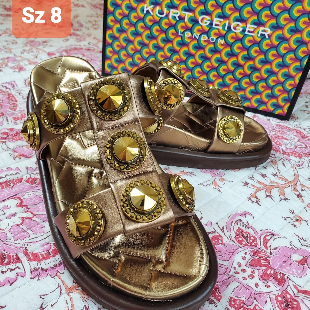 Kurt Geiger Metallic Gold Studded Sandals